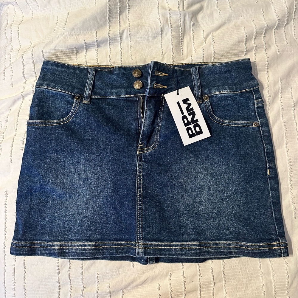 Princess Polly Low Rise Denim Skirt Dark Blue